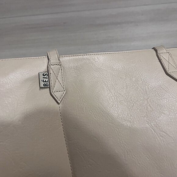 BEIS The Work Tote Beige Bag Travel Lg With Strap/ Interior iPad Snap On Pouch - Picture 10 of 16